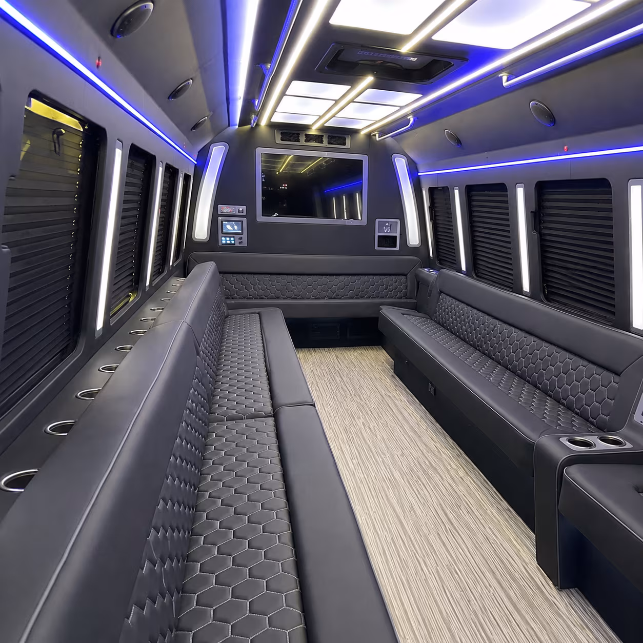 mountain view 40 passenger party bus inside
