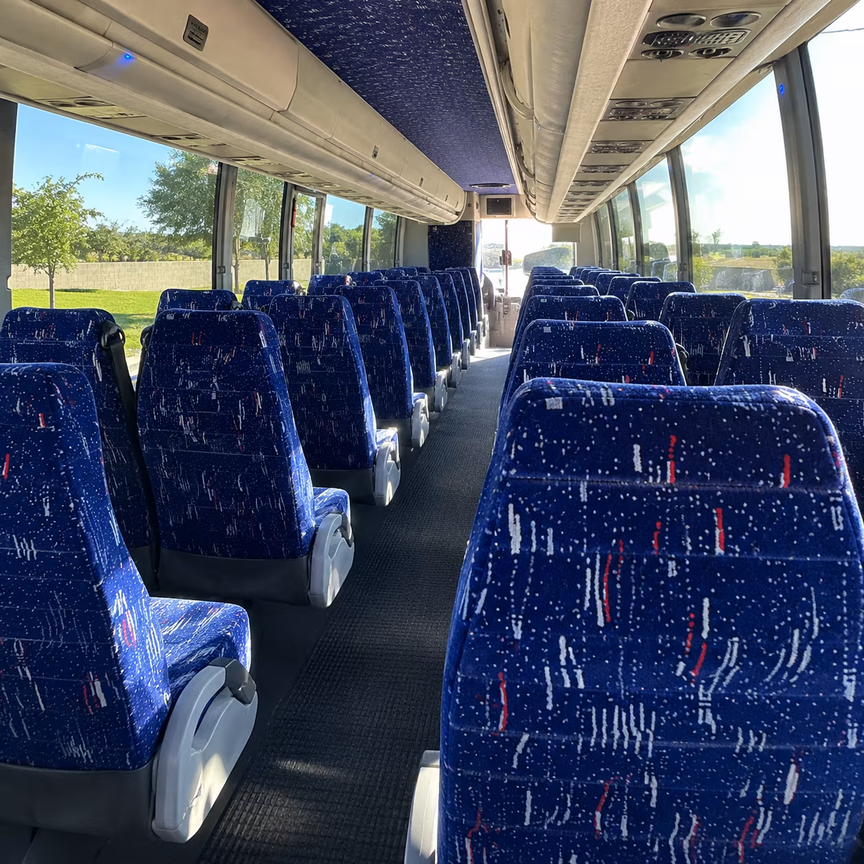mountain view 56 passenger charter bus inside